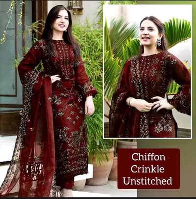 3 piece womens unstiched clothes with exellent quality