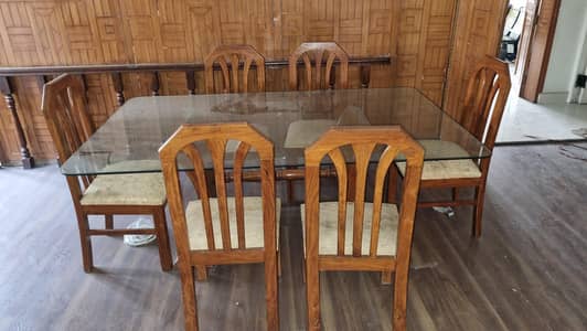Glass Top six chair Dining Table