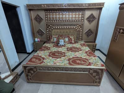 Double King Bed Set With Dressing and Wardrobe