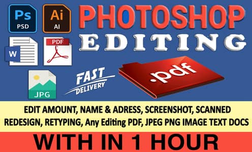 Graphic Design Edit PDF JPG Scanned Screenshot Photoshop Document edit