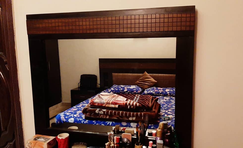 Brown solid wooden bed set 1