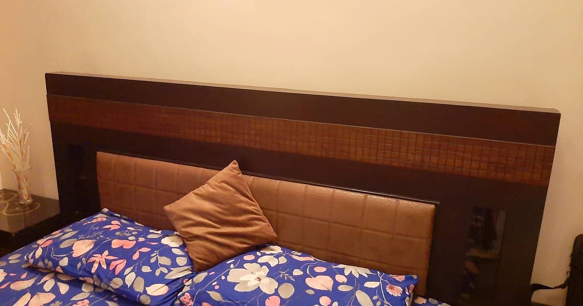 Brown solid wooden bed set 2
