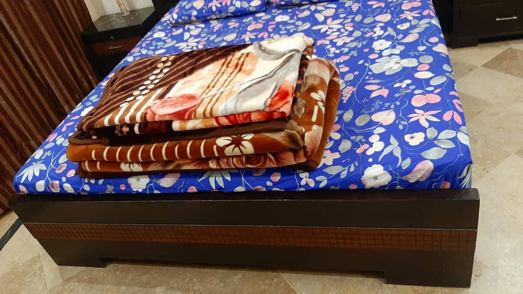 Brown solid wooden bed set 3