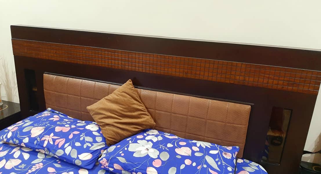 Brown solid wooden bed set 4