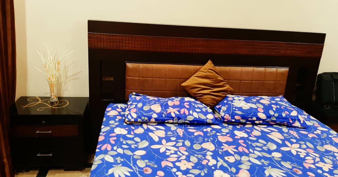 Brown solid wooden bed set 5