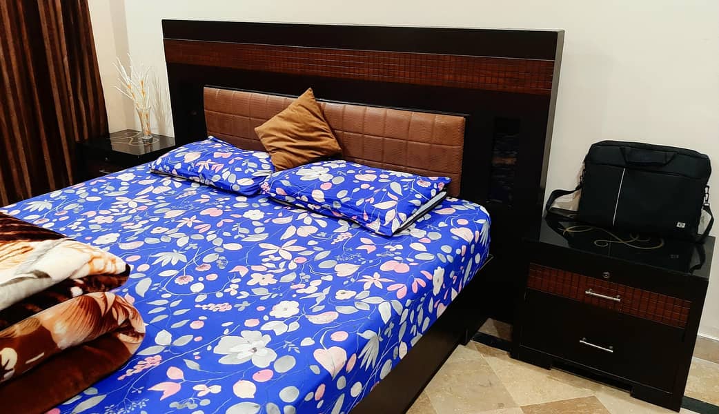 Brown solid wooden bed set 6