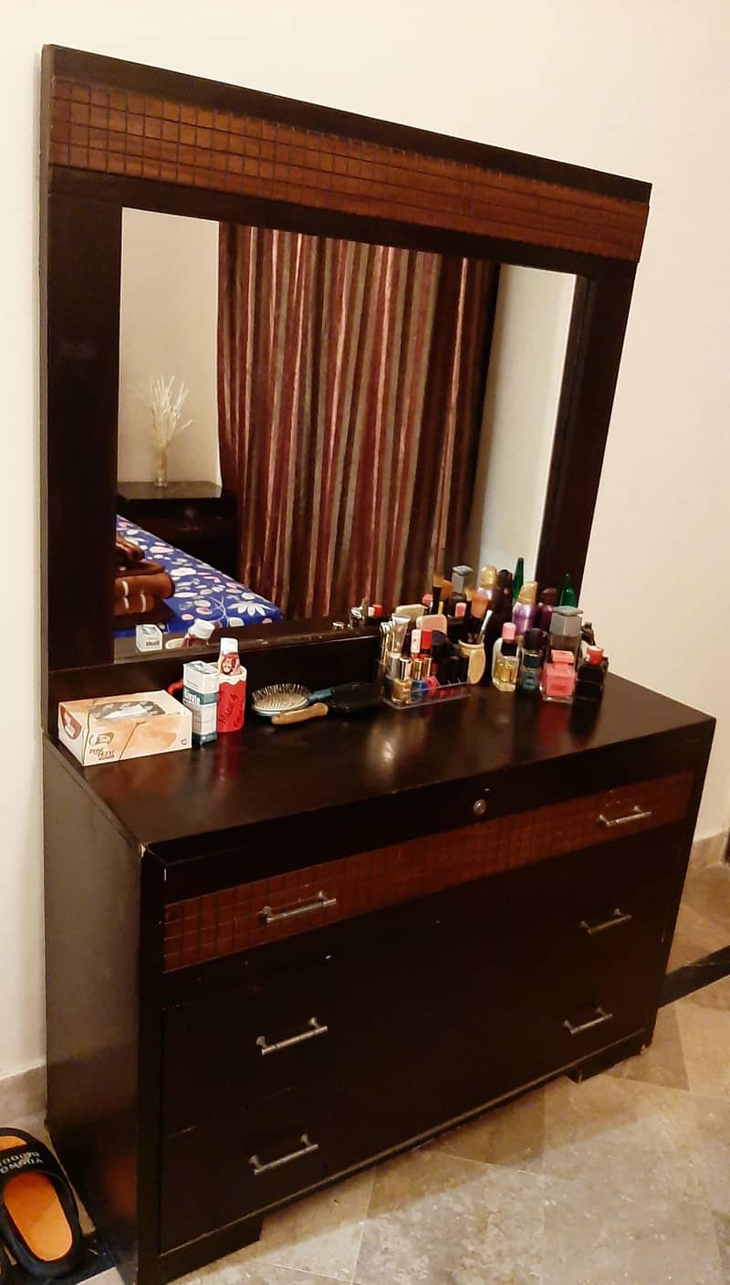 Brown solid wooden bed set 8