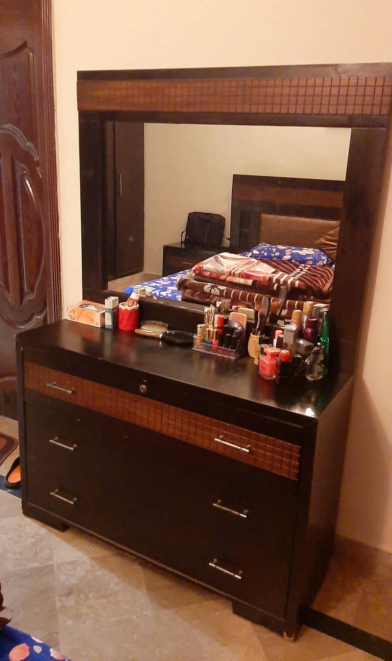 Brown solid wooden bed set 9