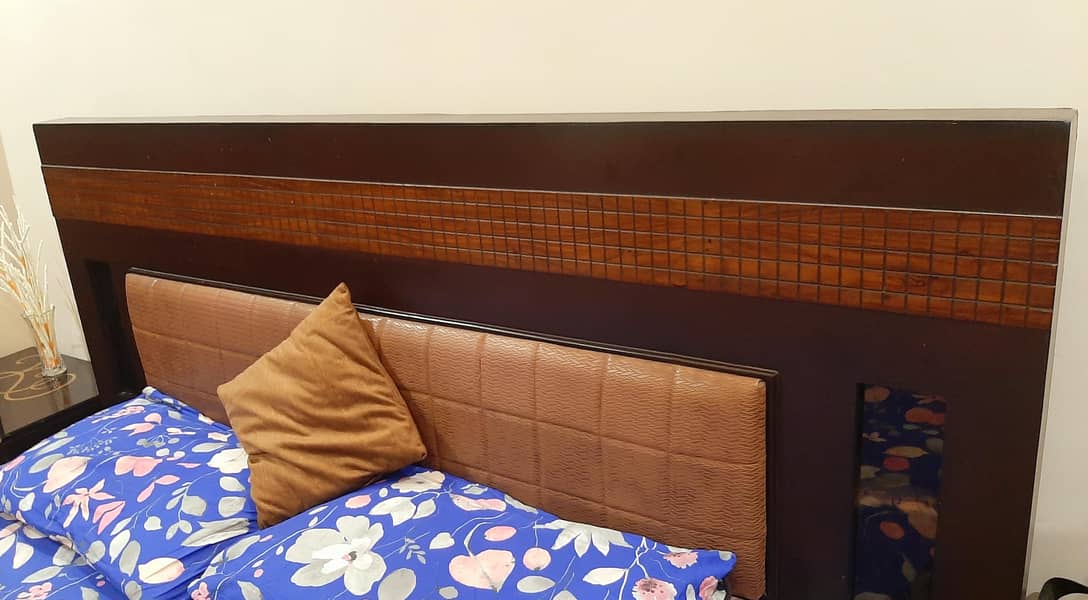 Brown solid wooden bed set 10