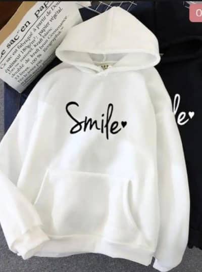 1 pc fleece printed pullover hoodie in white