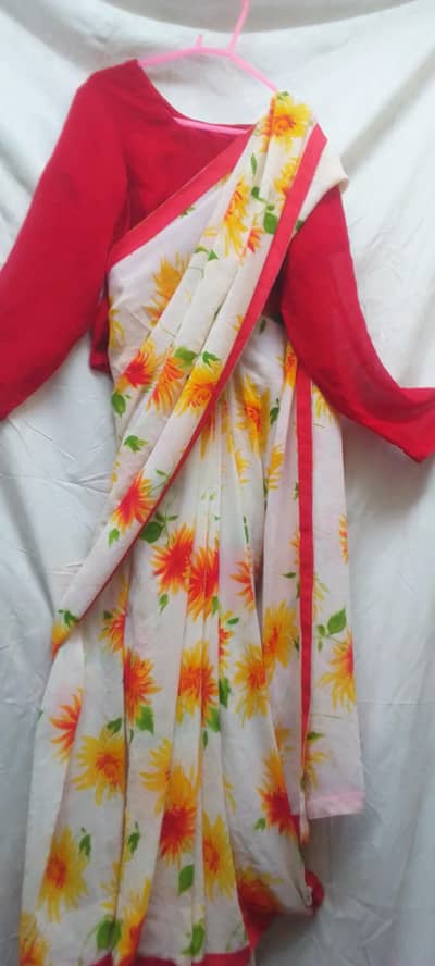 floral printed chiffon sari ready to wear