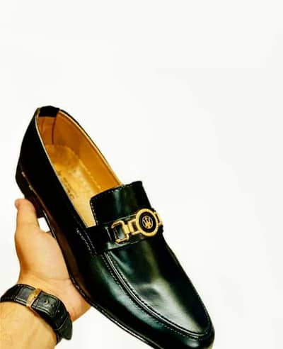 Men's Black Loafers (Gold buckle)