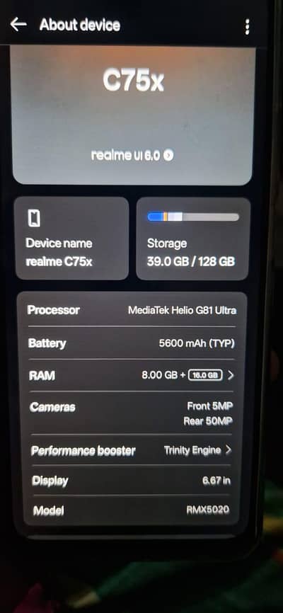 realme 8+16 ram 128 memory