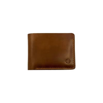 Slim Full Grain Cow Leather Wallet for Men in MUSTARD - Dollar size