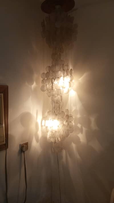 Large 3-Tier Mother-of-Pearl Made in Denmark (Capiz Shell) Chandelier