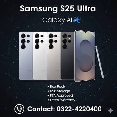 Samsung S25 Ultra Box Pack 12GB 1Tb Rom Pta Approved 1 Year Warranty