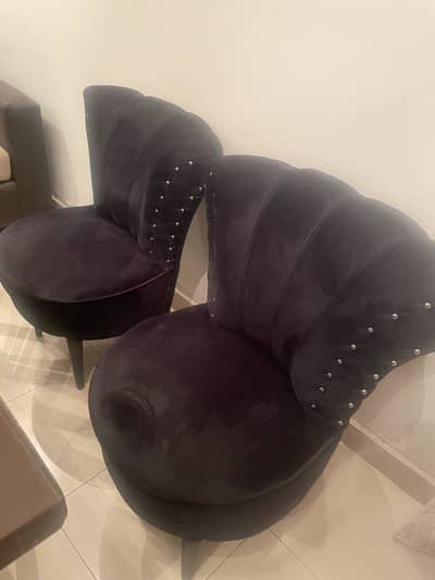 Set of Black Velvet Ottoman chairs