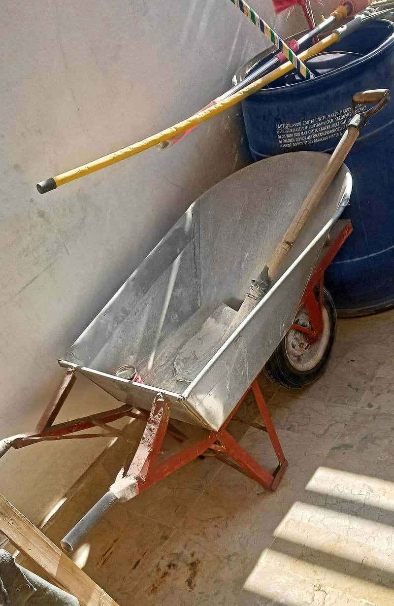 Trolly and 220 ltr Drum ( Wheelbarrow, Shovel(Bailcha),Water Drum ...