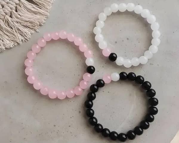 Pair Of 3 Bracelets | Pink , Black and White | Premium Quality Bracelet Pair