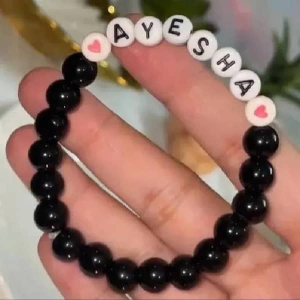 Customized Name Bracelet for Girls - Black with White Name | Stretchable & Premium Quality