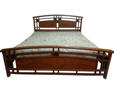 wooden king size bed with mattress with 1 side table