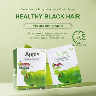 (Pack of 1/3/6/12) Apple Hair Color 72 Natural Black 30ml sachet