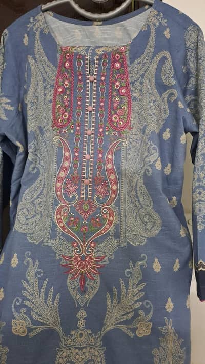 Khaadi brand,  embroidered lawn suit,self stitched, size medium to