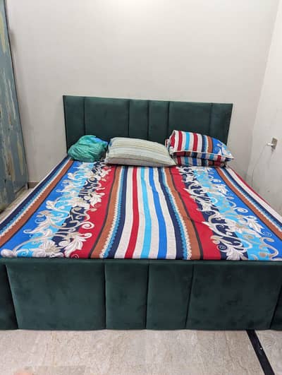 wooden bed with orthopedic mattress