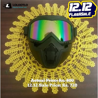 Premium Quality Motorcycle Goggles Face Mask Detachable, Helmet Goggle