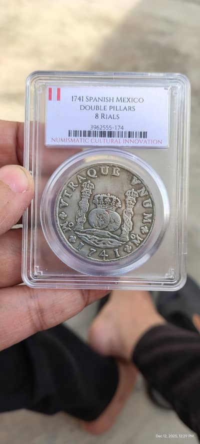 Spanish 1741 Colonial 8 Reales, Pillar Dollar, Antiq, Old & Rare Coin