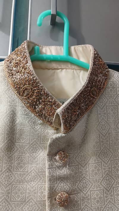 Elegant Branded Bonanza Sherwani Turban/Qulla and Shoes (Set of 3)