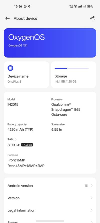 One plus 8 Global  dual Sim PTA Approved