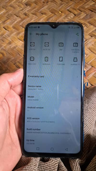 Infinix hot 10play Pta apprrove 4.64 Only pannale change