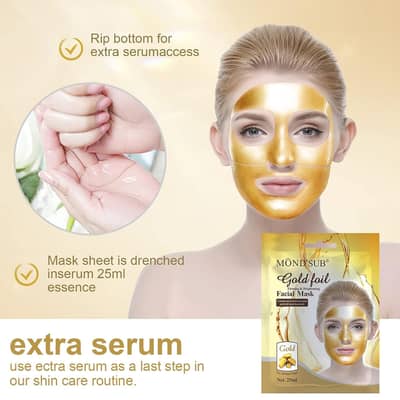 PACK OF 1/ 6/12 24K Gold Face Firming Mask - Anti Aging, Brightening,