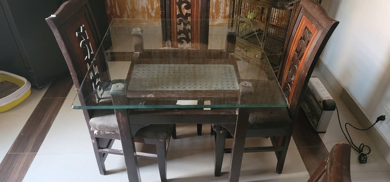 Solid wood dining table with 4 chairs 0