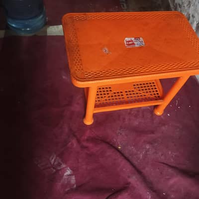 plastic buckets and table