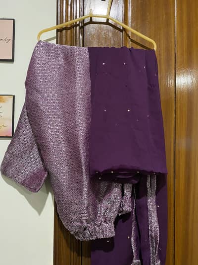 3 piece chiffon and jamawar dress