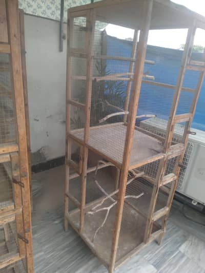 3 wood cages for parrot  finches pigeons