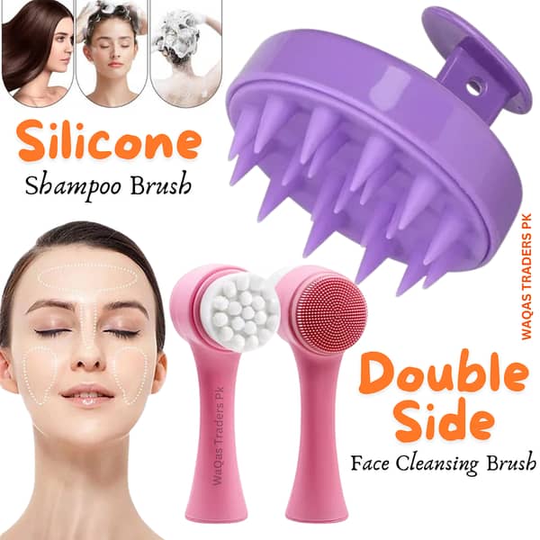 Double-Sided Silicone Face Cleansing Brush and Soft Shampoo Brush for Deep Cleaning, Skin Care, and Scalp Massage