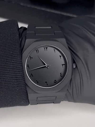 Black Arabic Stainless Steel Aura Watch