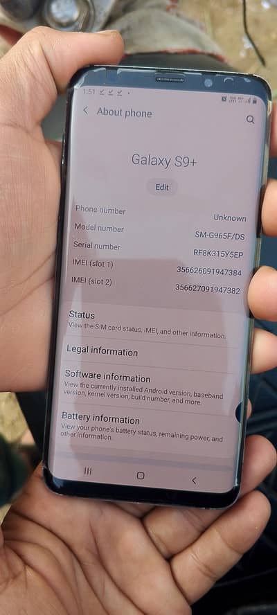 Samsung Galaxy S9 plus 6/64 PTA approved with box and charger andation
