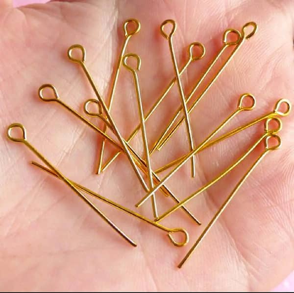 200 Pieces of 20mm Gold Eye Pins for Jewelry Making - Ideal for DIY Accessories