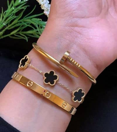 Pack of 3 Beautiful Nail Cuff and Four Leaf Clover