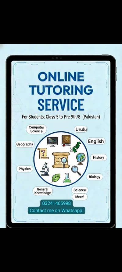 Tutor For Classes 1 to Pre 9th and 8th
