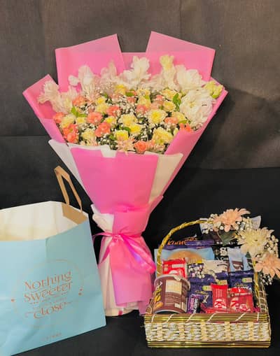 flower bouquet, chocolate box, Money box ,etc etc 03155284896