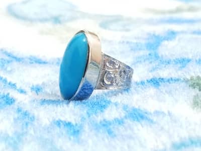 A Grade Feroza Silver Ring 24 Naqsh/Taweez
