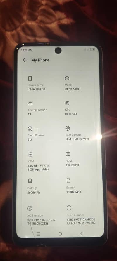 Infinix Hot 30 8+8/256.8/10 condition