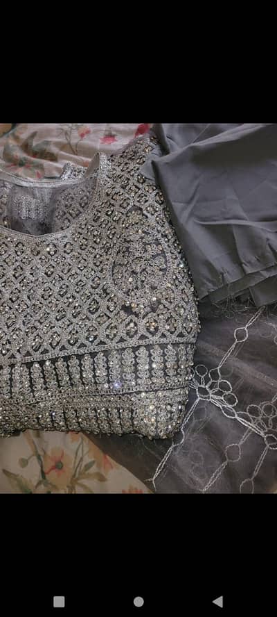 Embroidered gray maxi