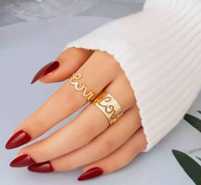 2 Pcs Adjustable Golden Rings – Korean & Western Style | Hashmi Store