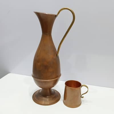 Elegant Vintage Solid Copper Jug with Matching Mug Set | Huge Discoun